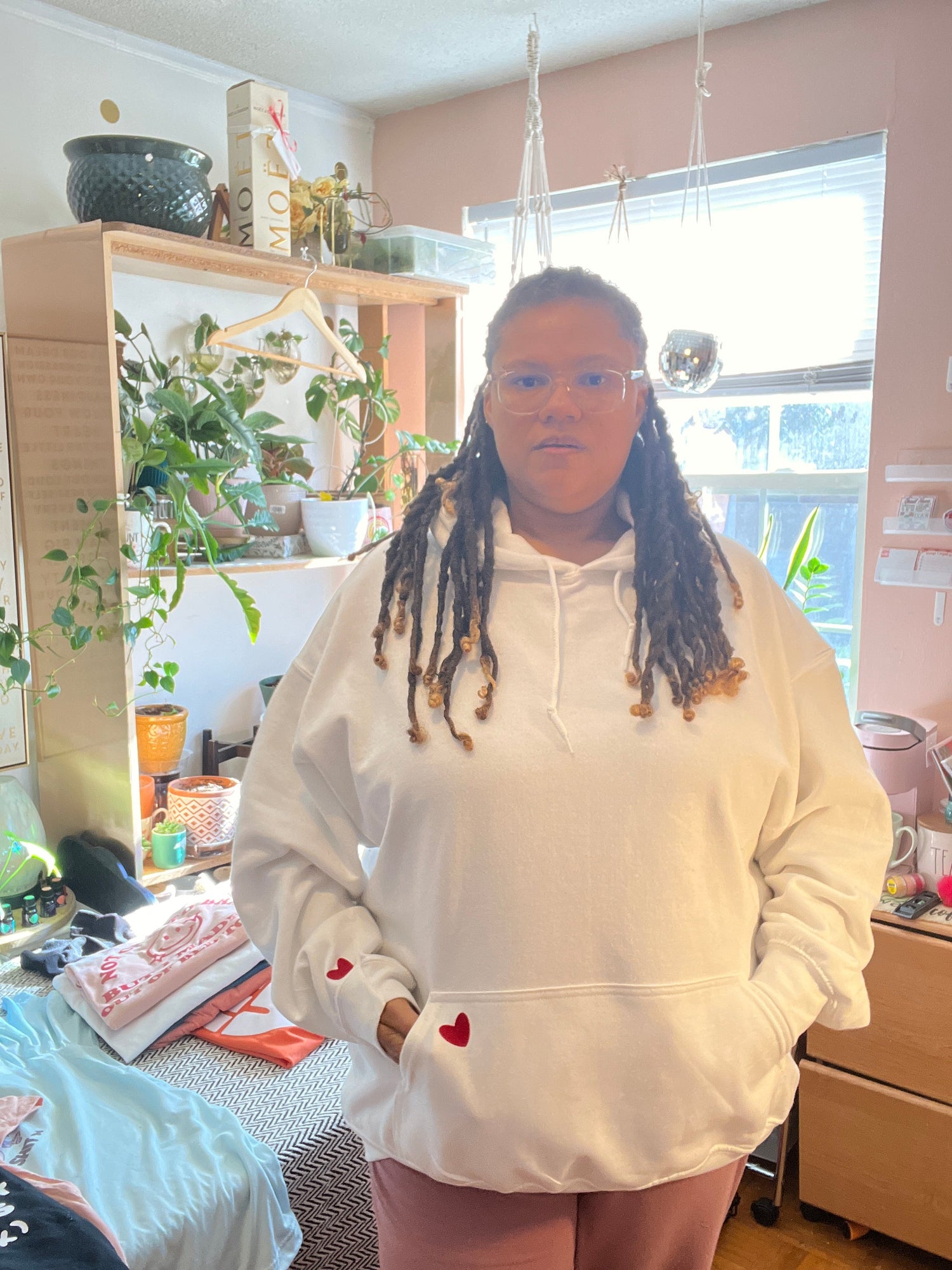 Limited Edition Start Focusing On The Things You Love About Yourself (heart on sleeve) Unisex Hoodie - Cotton Plus Cream