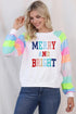 MERRY AND BRIGHT Sequin Long Sleeve Sweatshirt - Cotton Plus Cream