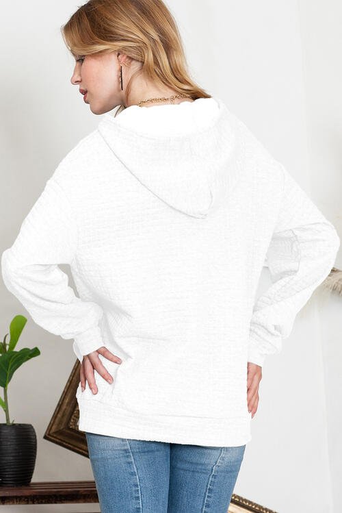 MERRY AND BRIGHT Waffle-Knit Drawstring Hoodie - Cotton Plus Cream