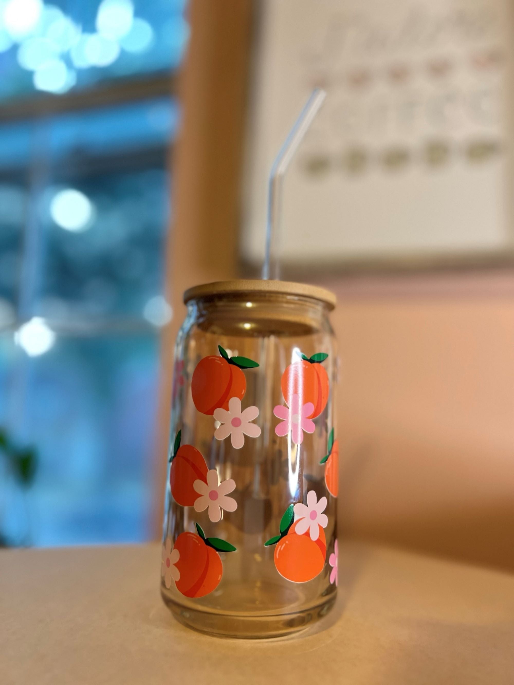 "Peaches & Cream" Glass Can Cup - Cotton Plus Cream