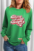 Sequin Letter Graphic Round Neck Long Sleeve Sweatshirt - Cotton Plus Cream
