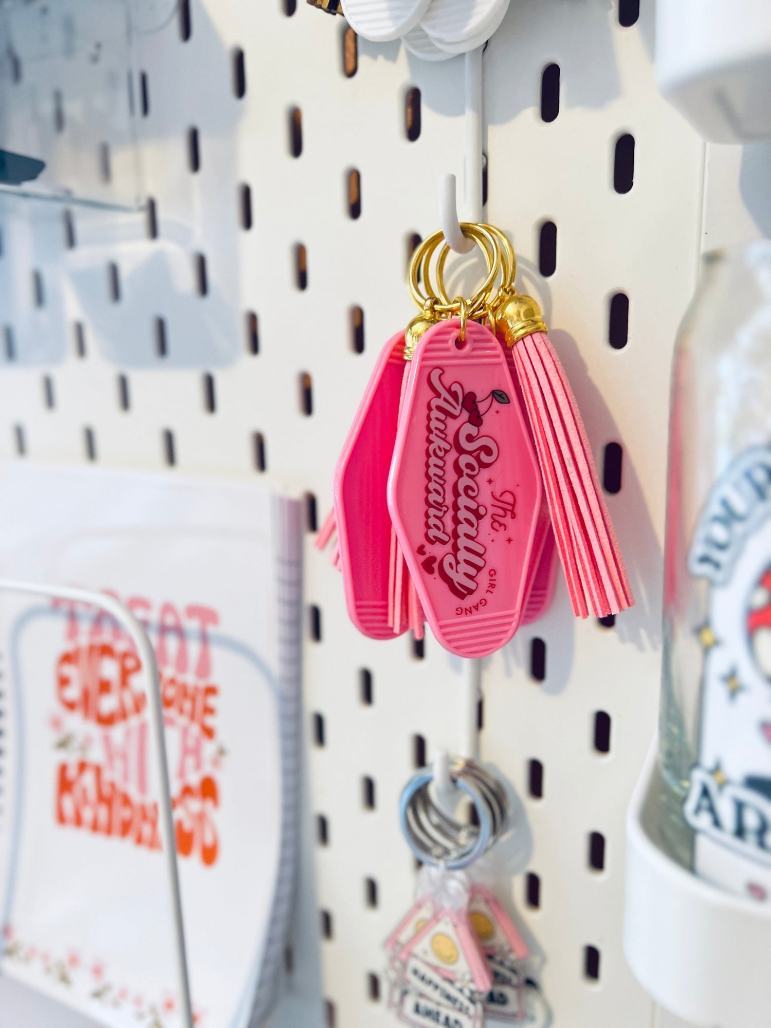 Socially Awkward Girl Gang Motel Style Keychain - Cotton Plus Cream