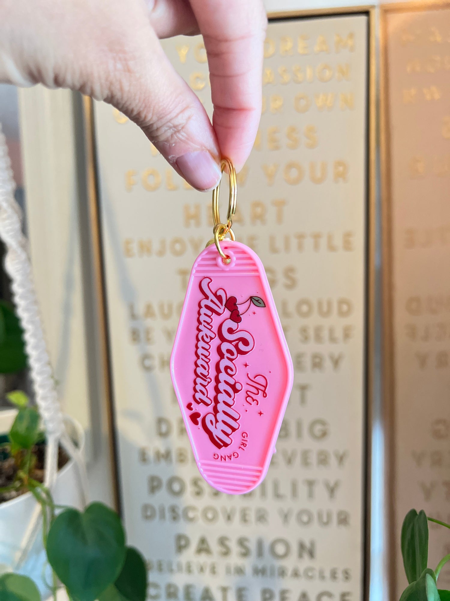 Socially Awkward Girl Gang Motel Style Keychain - Cotton Plus Cream