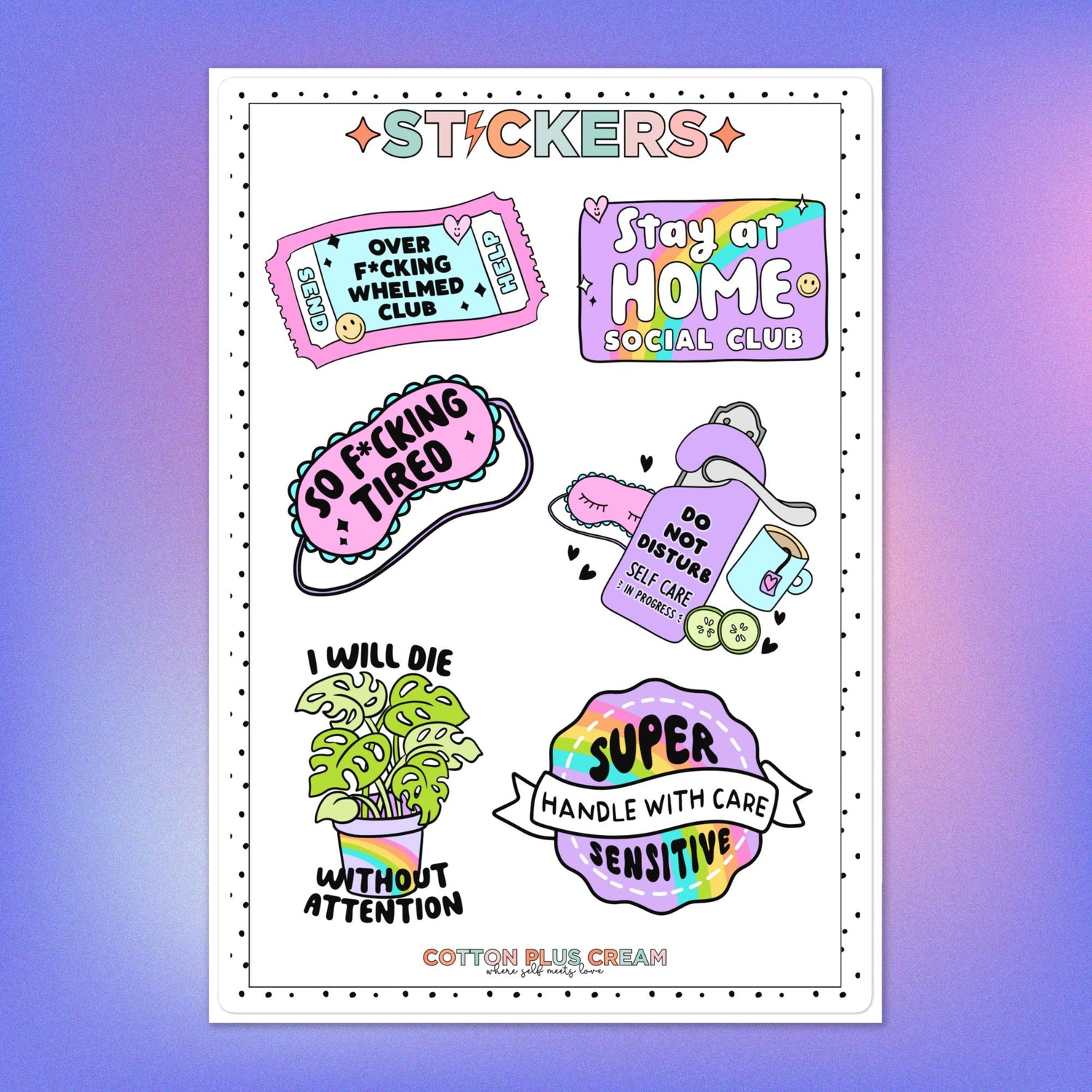 Stay At Home Sticker sheet - Cotton Plus Cream
