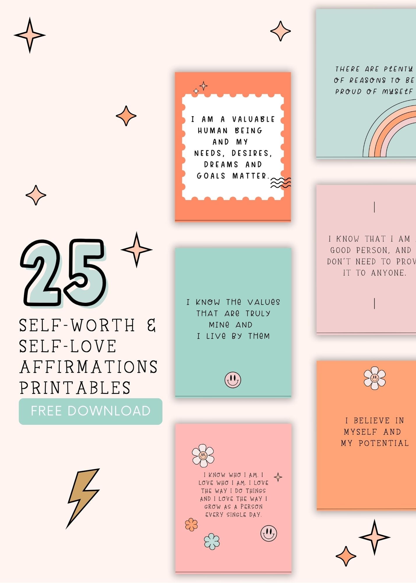 FREE set of 25 Self-Love and Affirmation Cards!