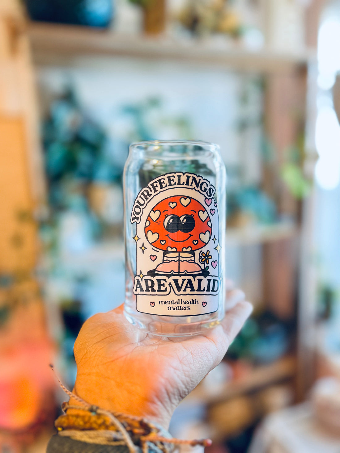 "Your Feelings Are Valid" Glass Can Cup - Cotton Plus Cream