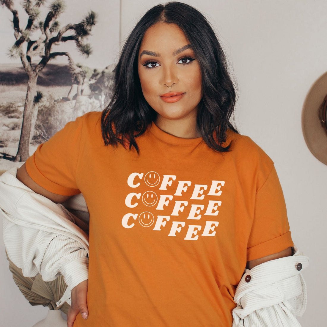 Coffee Coffee Coffee T-shirt - Cotton Plus Cream
