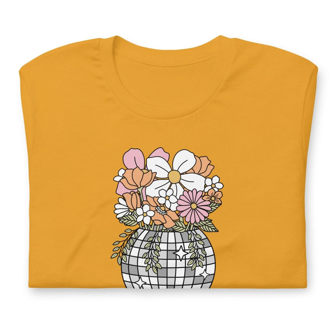 Disco Ball Flowers Unisex t-shirt - Cotton Plus Cream