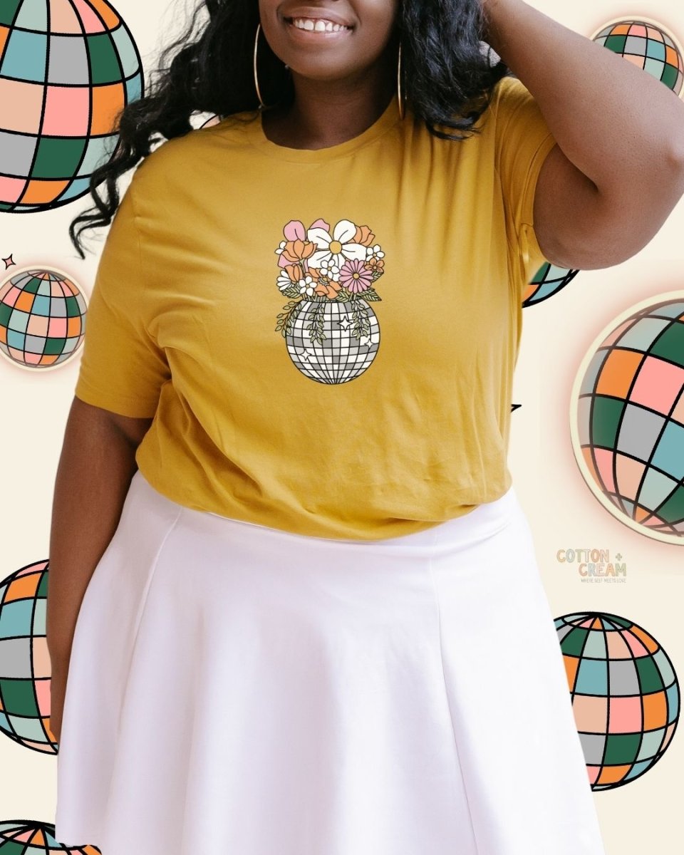 Disco Ball Flowers Unisex t-shirt - Cotton Plus Cream