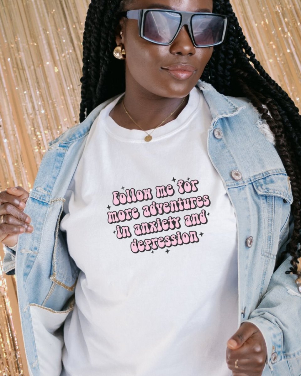 Follow Me For Adventures In Anxiety And Depression Short-Sleeve Unisex T-Shirt - Cotton Plus Cream