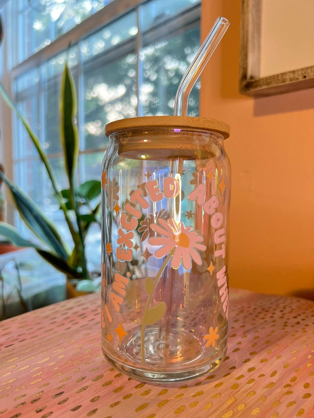 "Grateful For Where I Am" Glass Can Cup - Cotton Plus Cream