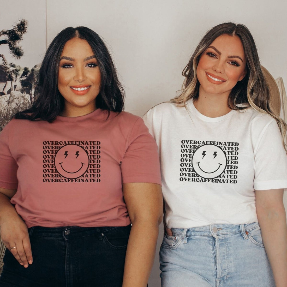 Overcaffeinated Smile Emoji Unisex t-shirt - Cotton Plus Cream