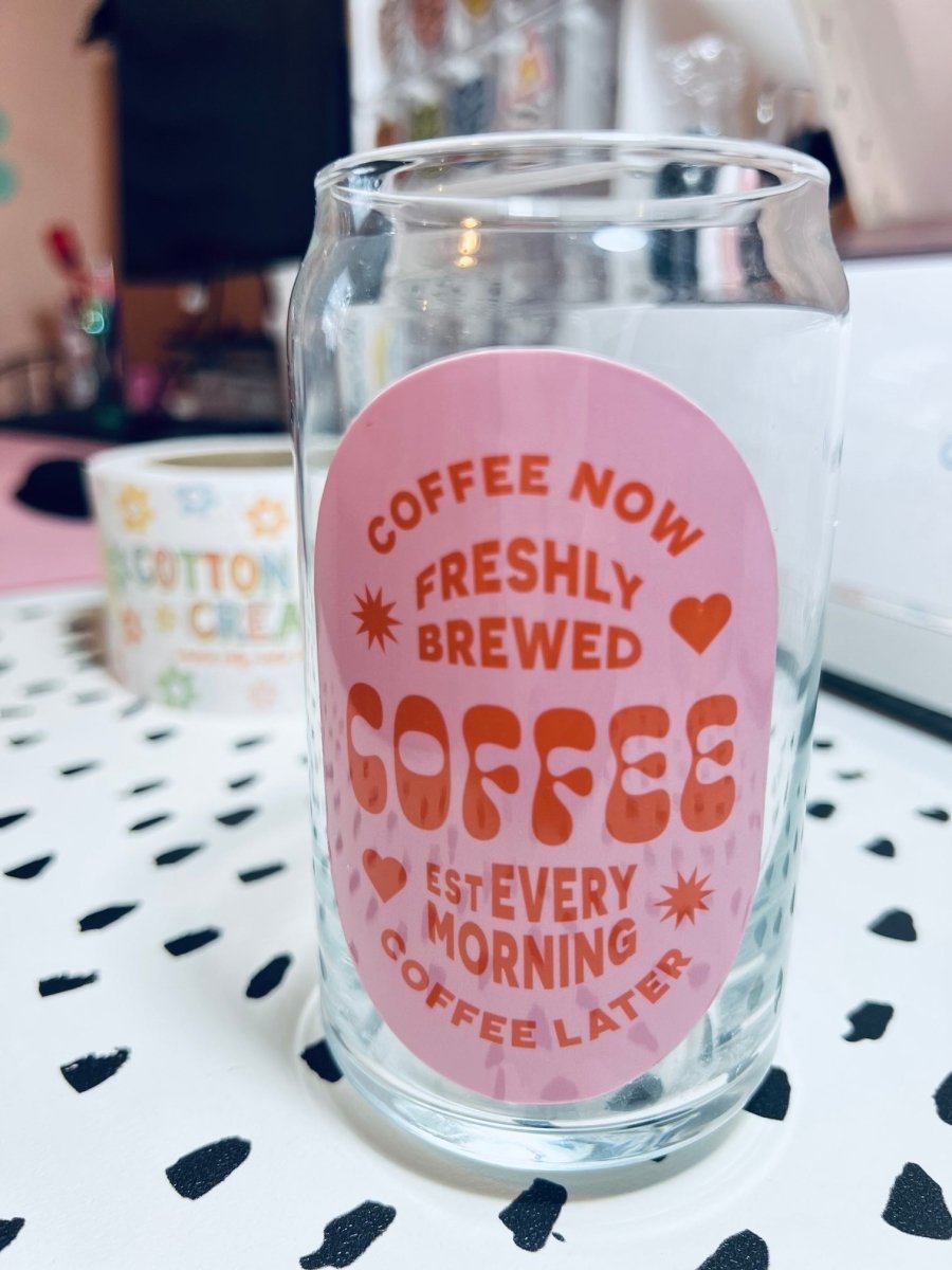 Retro &quot;Coffee Now&quot; Beer Can Glass - Cotton Plus Cream