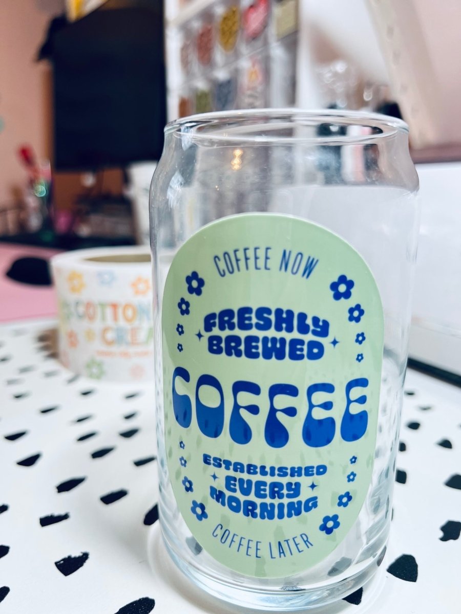 Retro &quot;Coffee Now&quot; Beer Can Glass - Cotton Plus Cream