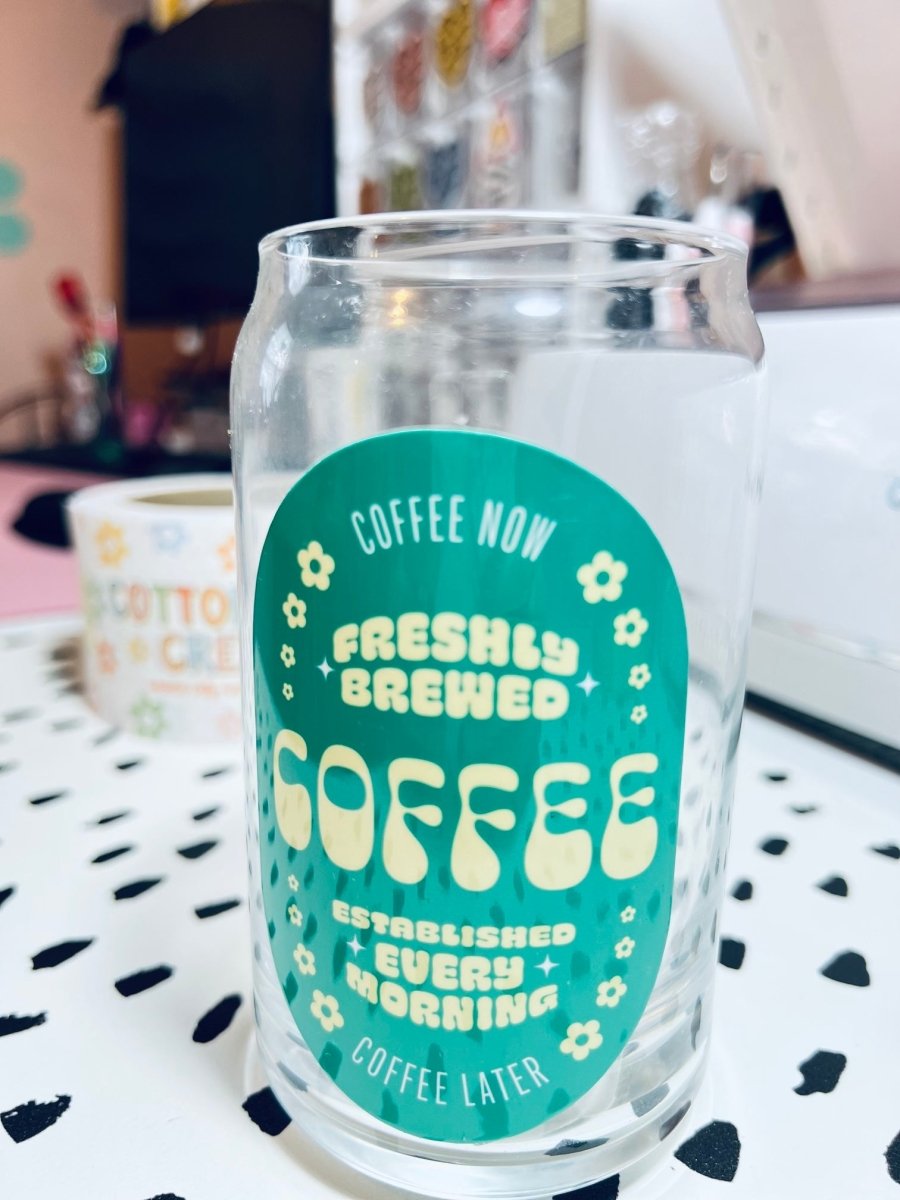 Retro &quot;Coffee Now&quot; Beer Can Glass - Cotton Plus Cream