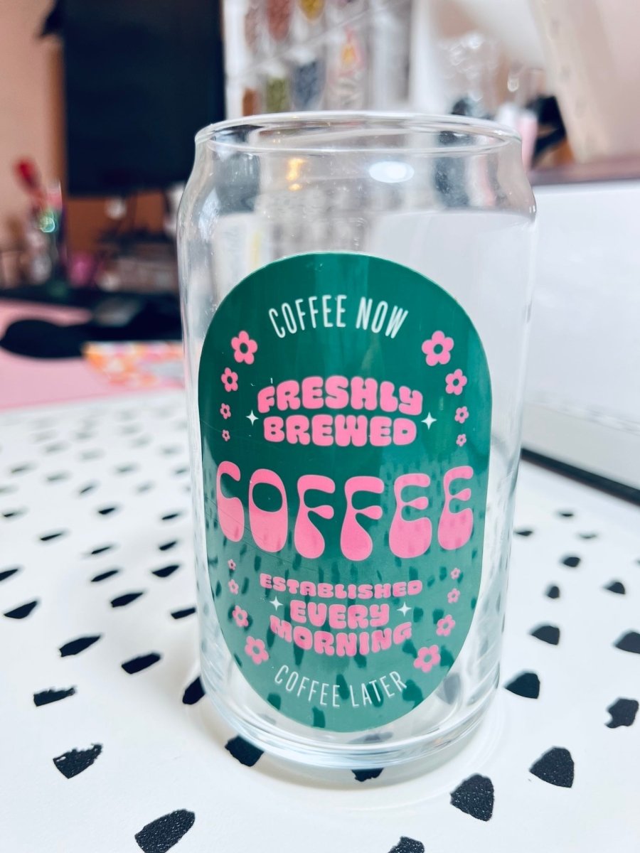 Retro &quot;Coffee Now&quot; Beer Can Glass - Cotton Plus Cream