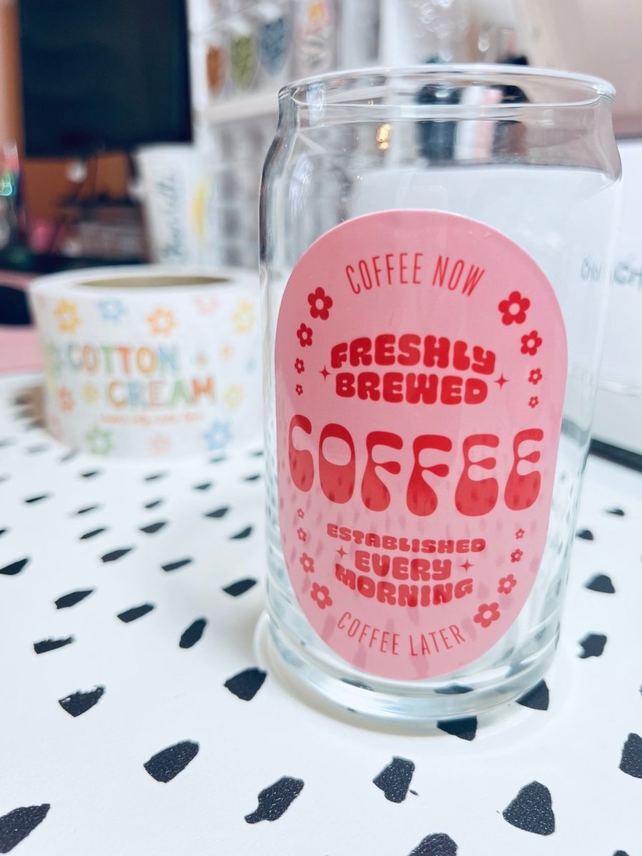 Retro &quot;Coffee Now&quot; Beer Can Glass - Cotton Plus Cream