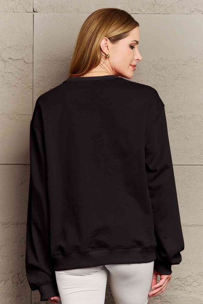 Simply Love Full Size Graphic Round Neck Sweatshirt - Cotton Plus Cream