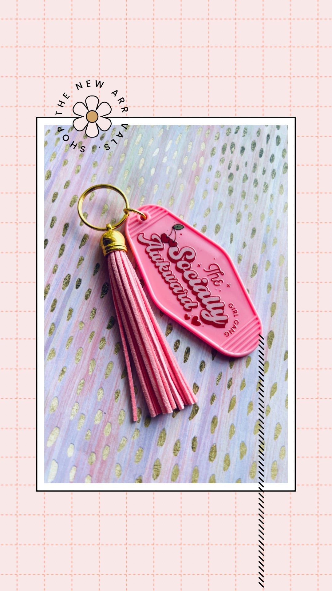 Socially Awkward Girl Gang Motel Style Keychain - Cotton Plus Cream