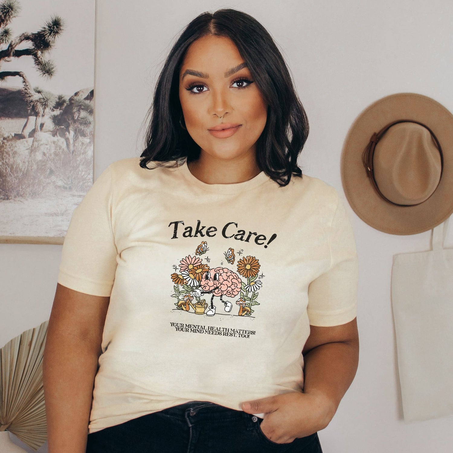 Take Care Mental Health Unisex t-shirt – Cotton Plus Cream